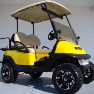 Yellow Lifted Club Car Precedent Golf Cart