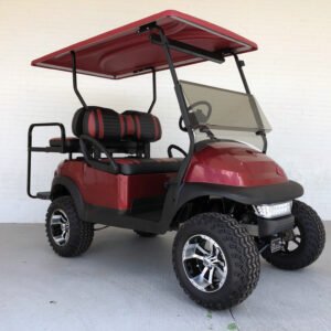 Burgundy & Black Lifted Club Car Golf Cart